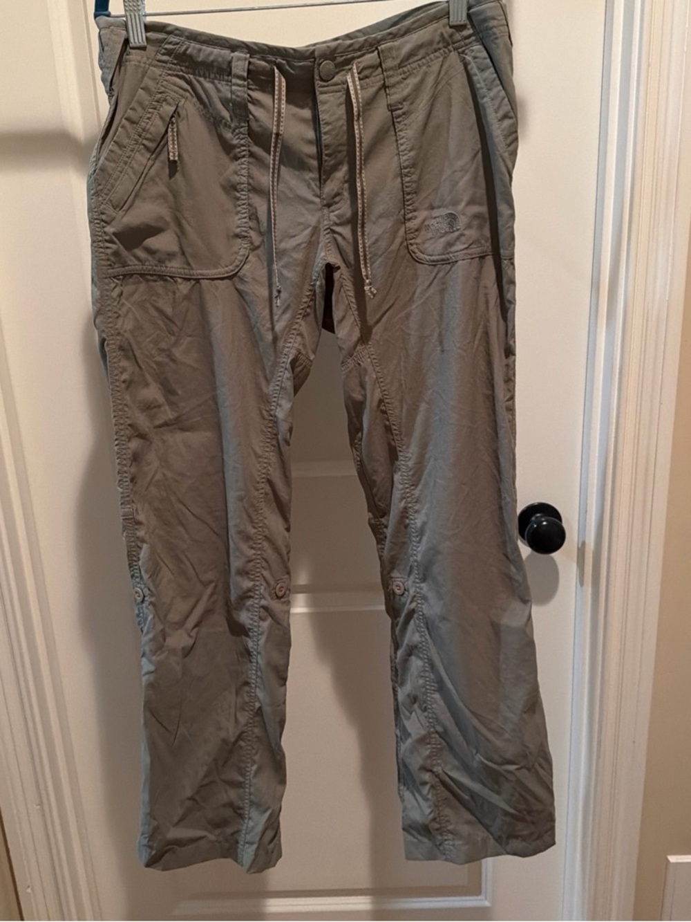 The North Face Women's Olive Gray Track Pants with Drawstring